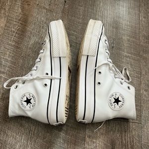 White Platform Leather Converse